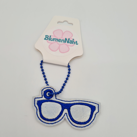 Kleiner Anhänger Brille #7 silber/blau